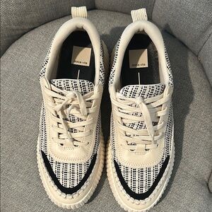Dolce Vita Black and Cream Sneakers with Textured Design